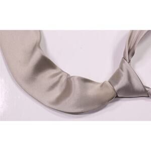 Louis Vuitton Solid Silver Gray Silk Necktie Tie Lightly Stained
